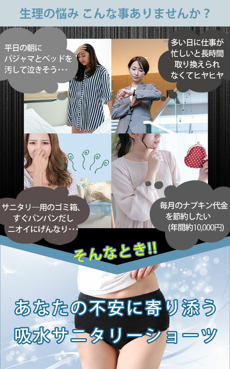 大きいサイズ レディース 瞬間！急速吸水サニタリーショーツ 生理用 35cc吸水 mo-s013 【メール便可】