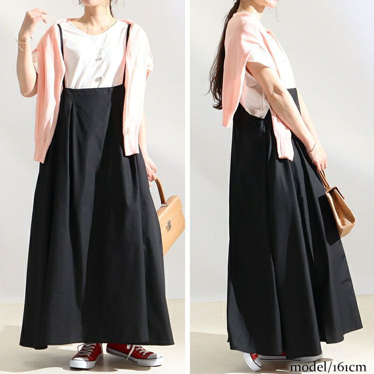 大きいサイズ レディース マキシ丈サロペットキャミワンピース　nw-22005