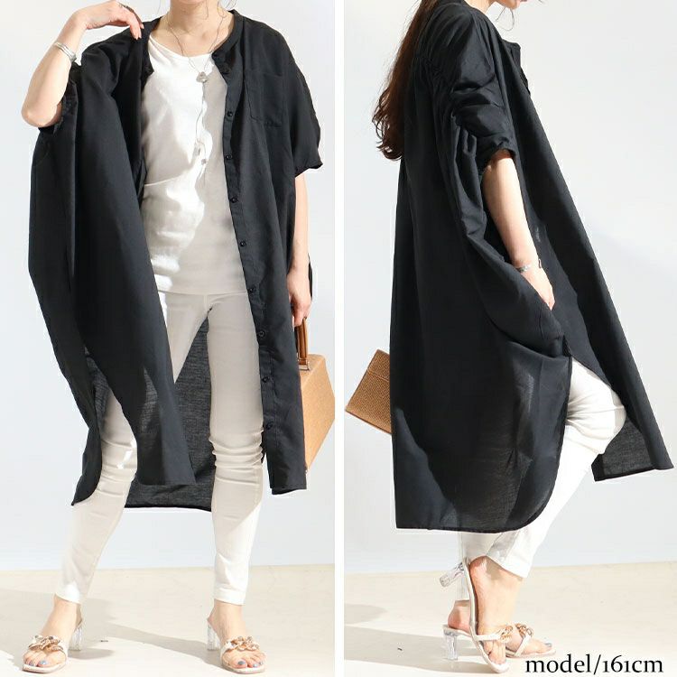 大きいサイズ レディース 2wayシャツチュニックワンピース　nw-22004