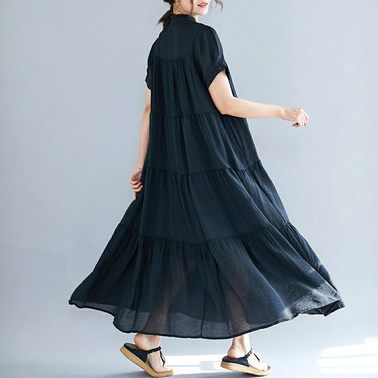 大きいサイズ レディース ティアードシャツワンピース　goldy-953 【メール便可】