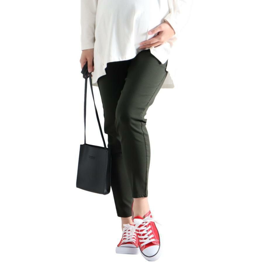 大きいサイズ レディース マタニティハイパーストレッチスキニーパンツ【低身長さんサイズ有り】　majp-001 【ゆうパケット可】 カーキ（股下76cm）