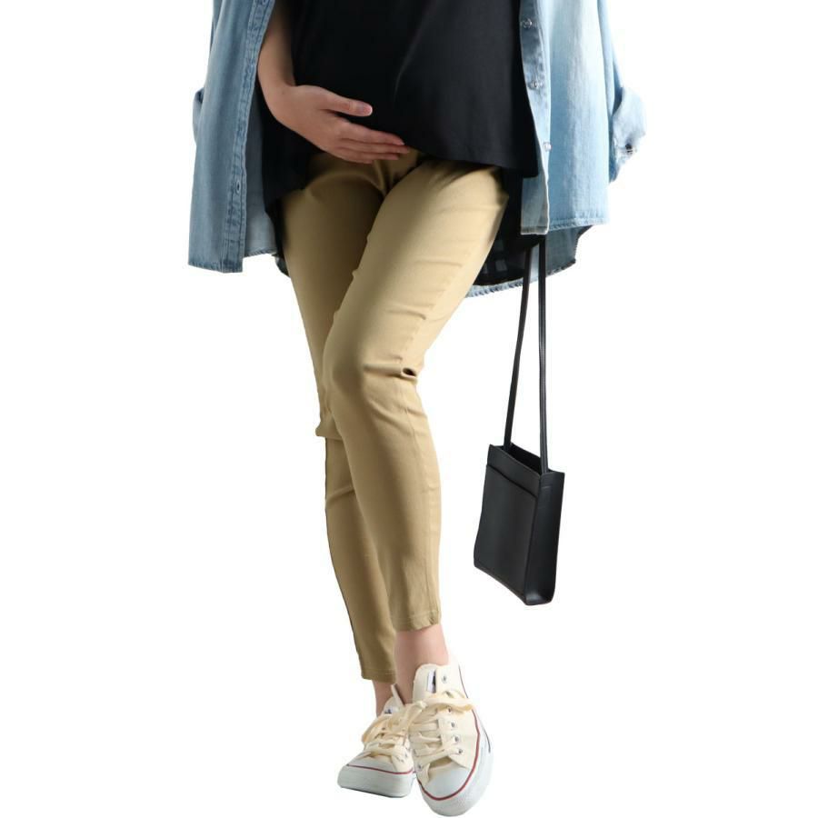 大きいサイズ レディース マタニティハイパーストレッチスキニーパンツ【低身長さんサイズ有り】　majp-001 【ゆうパケット可】 ベージュ（股下76cm）