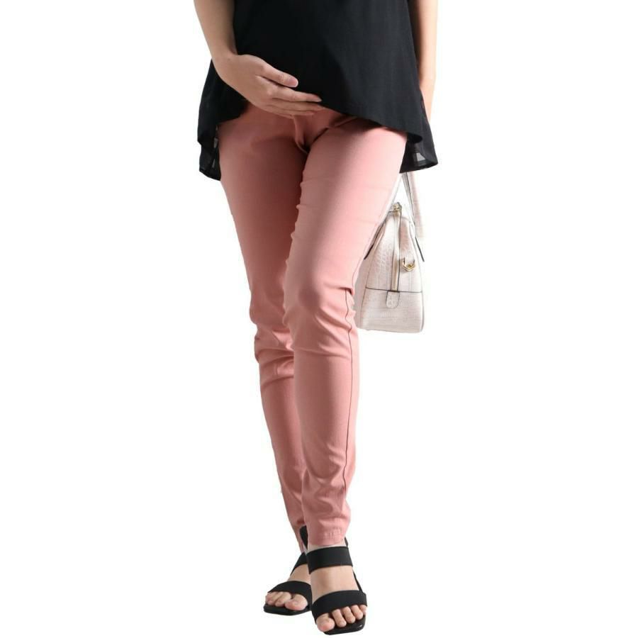 大きいサイズ レディース マタニティハイパーストレッチスキニーパンツ【低身長さんサイズ有り】　majp-001 【ゆうパケット可】 ピンク（股下67cm）