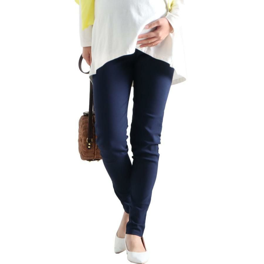 大きいサイズ レディース マタニティハイパーストレッチスキニーパンツ【低身長さんサイズ有り】　majp-001 【ゆうパケット可】 ネイビー（股下67cm）