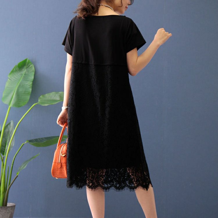 大きいサイズ レディース レース切替えワンピース　jp416