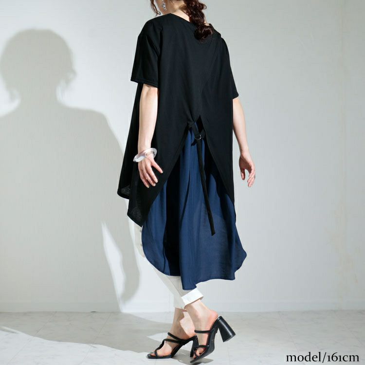 大きいサイズ レディース 異素材フェイクチュニック　nw-22012 【メール便可】