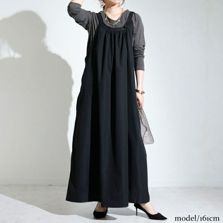 大きいサイズ レディース ロング丈エプロンワンピース　nw-22010