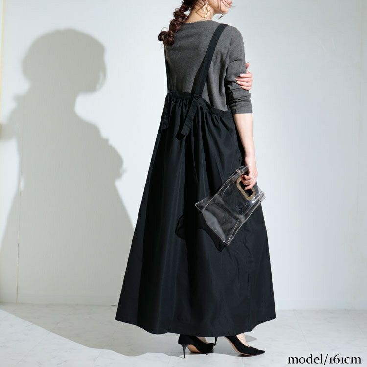 大きいサイズ レディース ロング丈エプロンワンピース　nw-22010