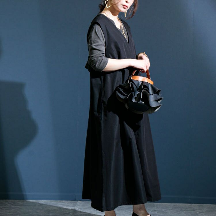 大きいサイズ レディース Vネックジャンパースカート　nw-22009