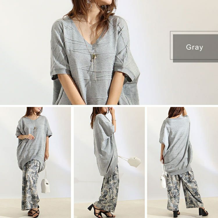 大きいサイズ レディース ドルマンスリーブコットンニット　gold882