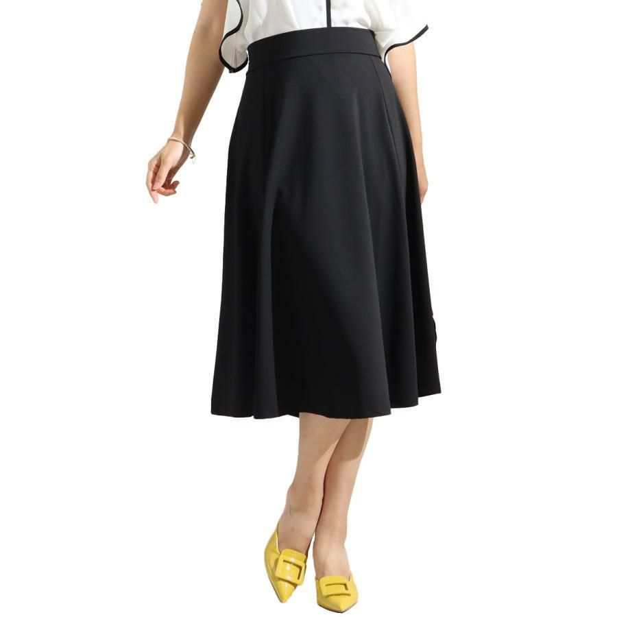 大きいサイズ レディース カットツイルフレアスカート　mncut-122272 ブラック