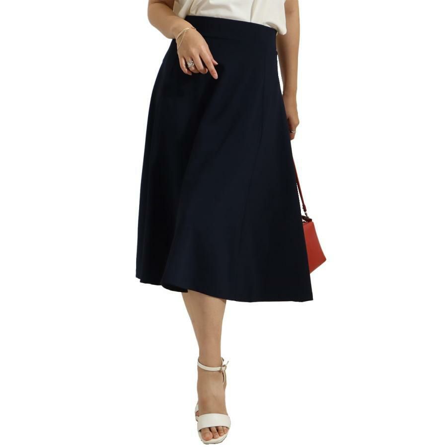 大きいサイズ レディース カットツイルフレアスカート　mncut-122272 ネイビー