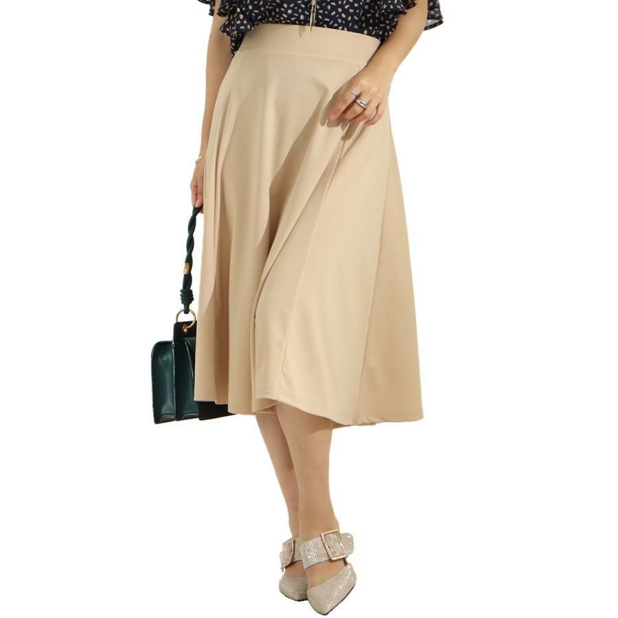 大きいサイズ レディース カットツイルフレアスカート　mncut-122272 ベージュ