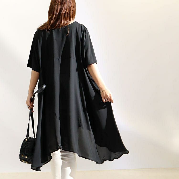 大きいサイズ レディース 異素材テールカットチュニック　mncut-122248 【メール便可】