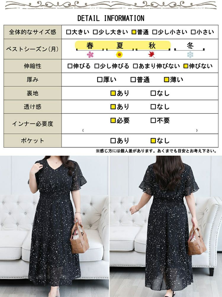 大きいサイズ レディース シアースターワンピース　goldy-1012