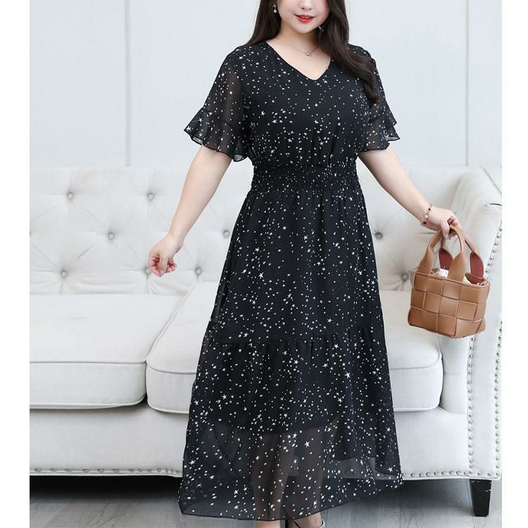 大きいサイズ レディース シアースターワンピース　goldy-1012 ブラック