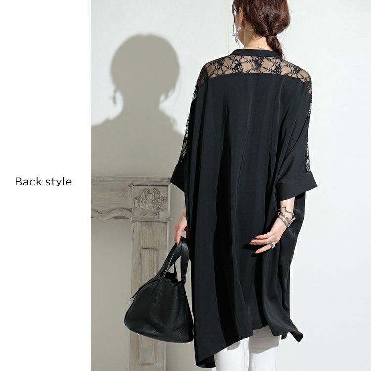 大きいサイズ レディース レース切替えシャツワンピース　sw-0467