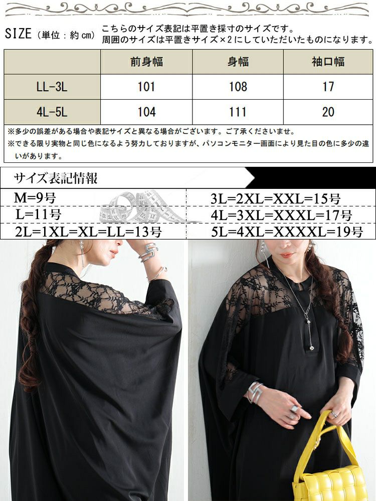 大きいサイズ レディース レース切替えシャツワンピース　sw-0467
