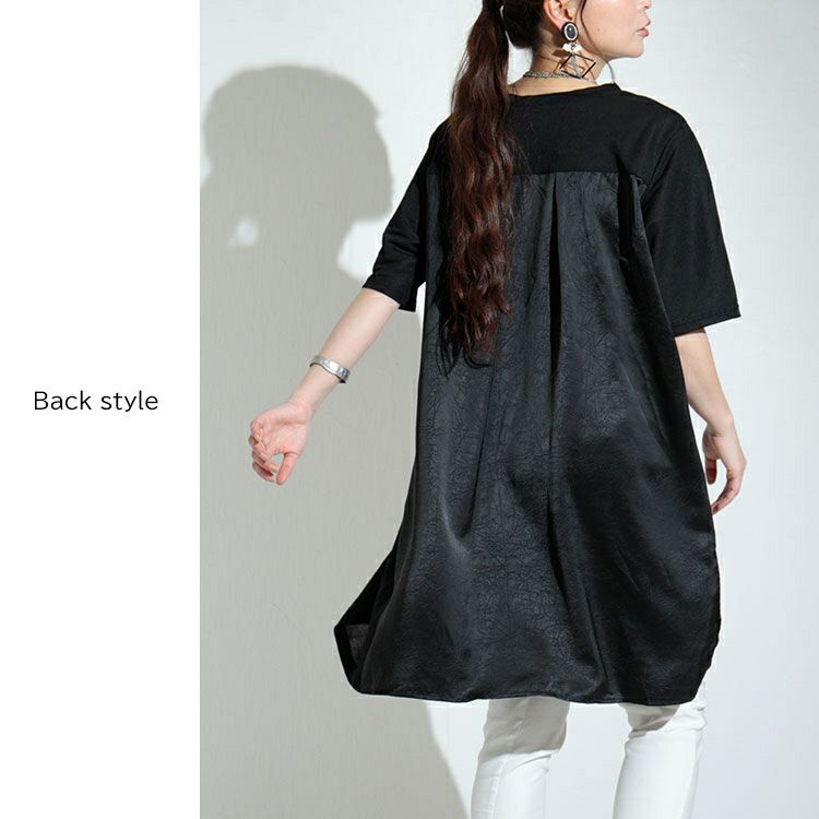 大きいサイズ レディース 異素材切替えアシメプルオーバー　sw-0455 【ゆうパケット可】