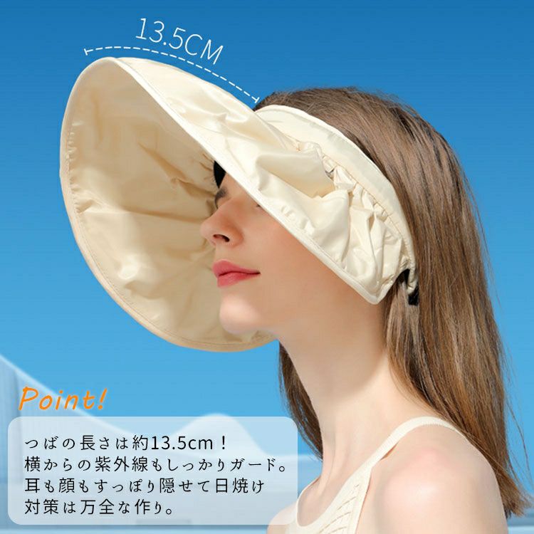 大きいサイズ レディース UVカット95％日焼け止めサンバイザー　goldy-1096