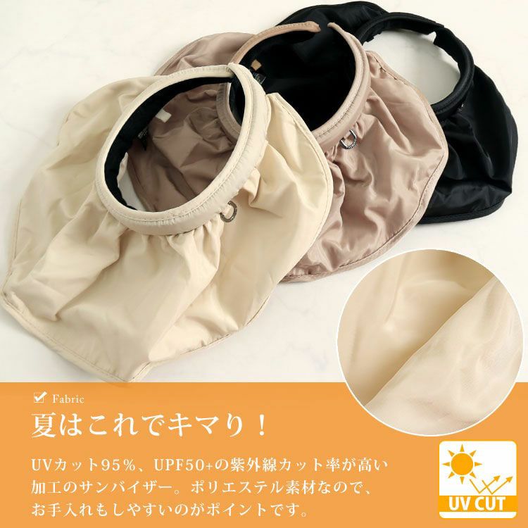 大きいサイズ レディース UVカット95％日焼け止めサンバイザー　goldy-1096
