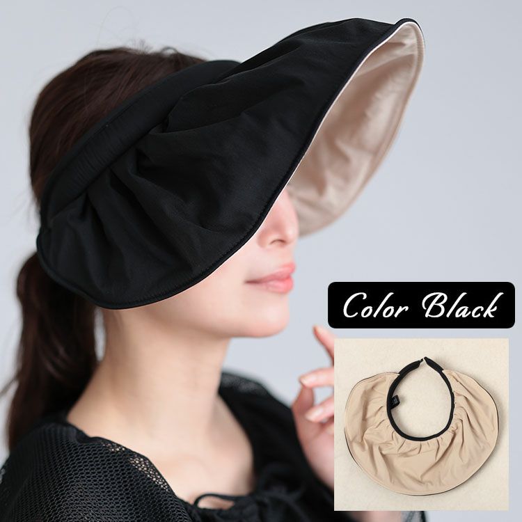 大きいサイズ レディース UVカット95％日焼け止めサンバイザー　goldy-1096