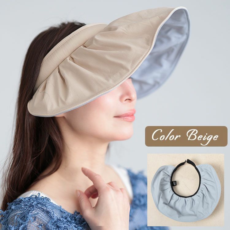 大きいサイズ レディース UVカット95％日焼け止めサンバイザー　goldy-1096