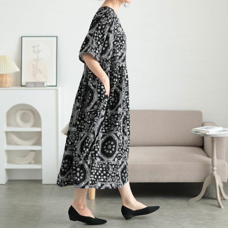 大きいサイズ レディース エスニック柄コットンワンピース　goldy-1024 【メール便可】