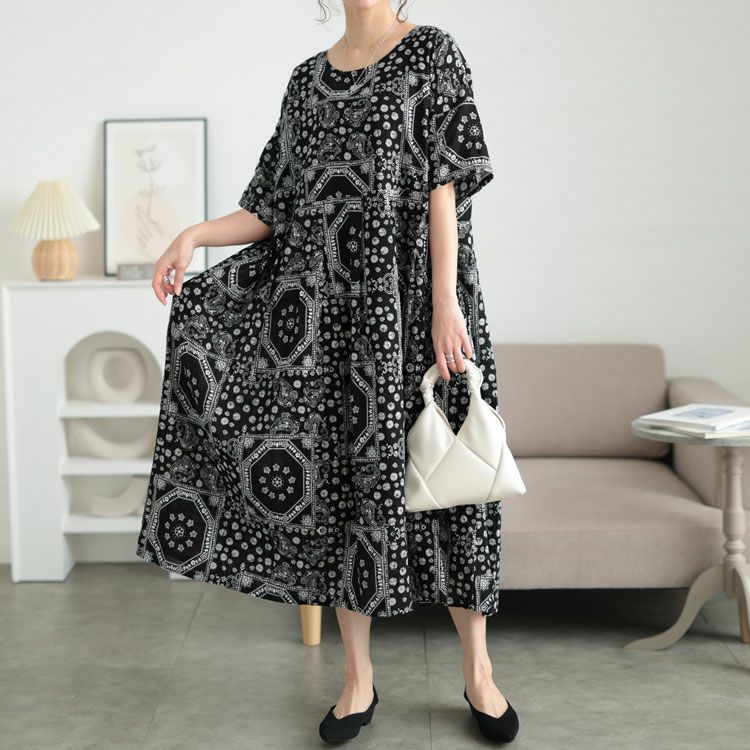 大きいサイズ レディース エスニック柄コットンワンピース　goldy-1024 【メール便可】