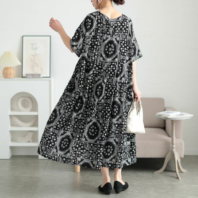 大きいサイズ レディース エスニック柄コットンワンピース　goldy-1024 【メール便可】