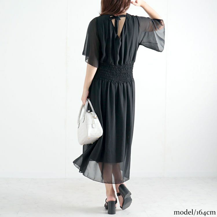 大きいサイズ レディース バックリボンカシュクールワンピース　jp412