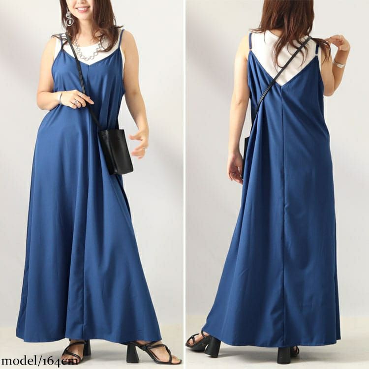 大きいサイズ レディース マキシ丈キャミワンピース　goldy-1050 【メール便可】