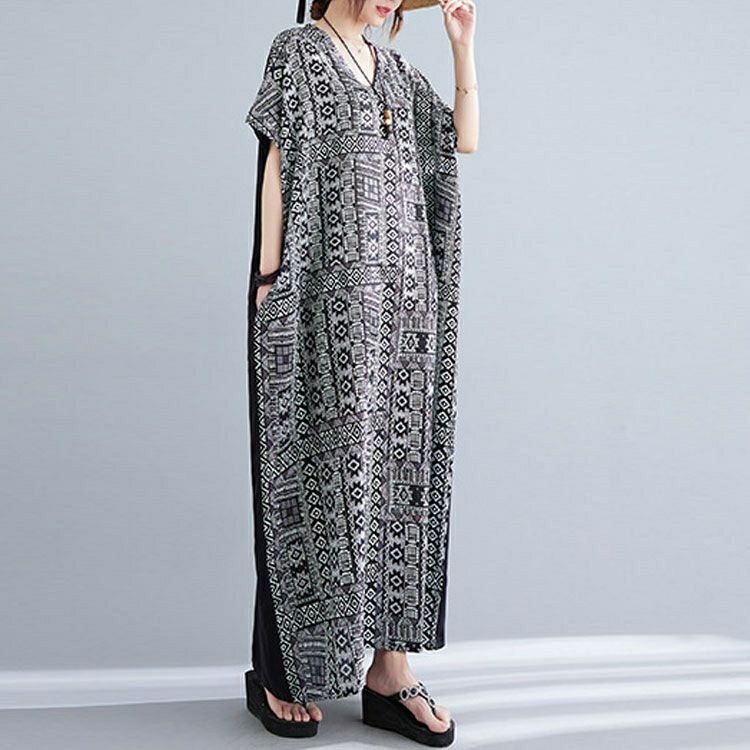大きいサイズ レディース エスニック柄切替えワンピース　goldy-1069 【メール便可】