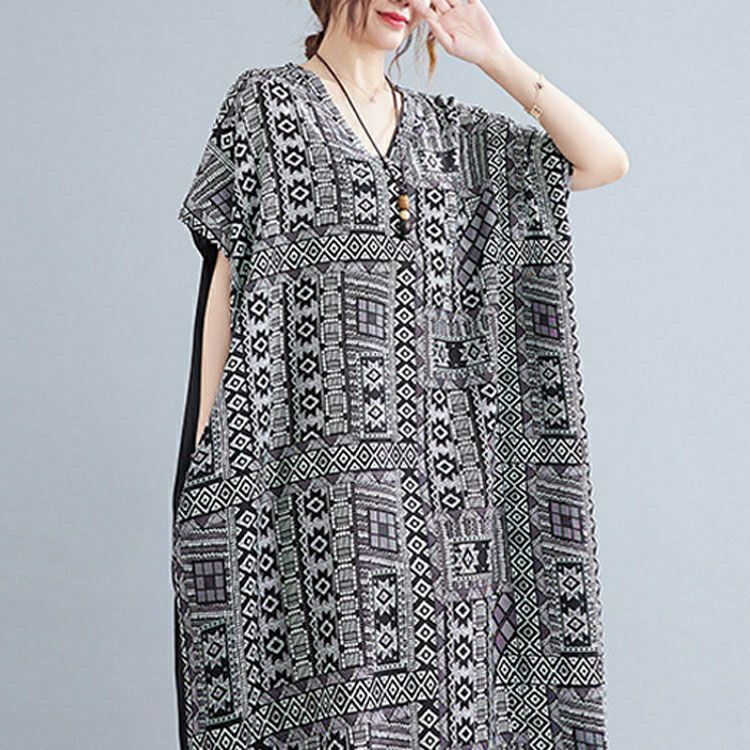 大きいサイズ レディース エスニック柄切替えワンピース　goldy-1069 【メール便可】