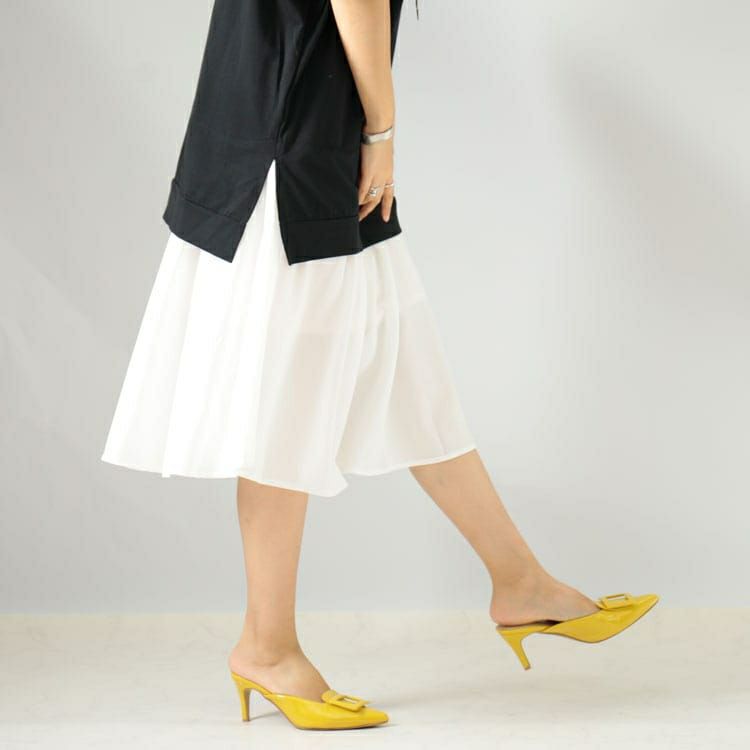 大きいサイズ レディース 異素材ドッキングワンピース　goldy-1086