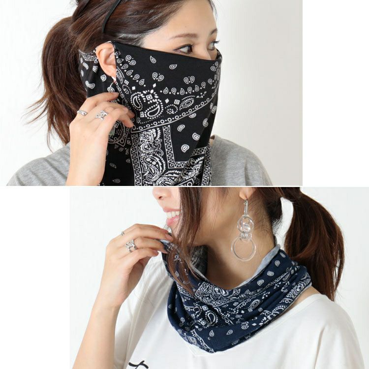 大きいサイズ レディース ペイズリー柄フェイスカバーマスク　goldy-1098 【メール便可】
