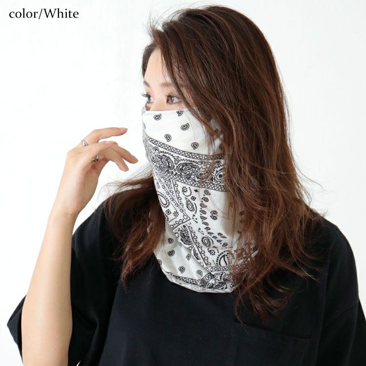 大きいサイズ レディース ペイズリー柄フェイスカバーマスク　goldy-1098 【メール便可】