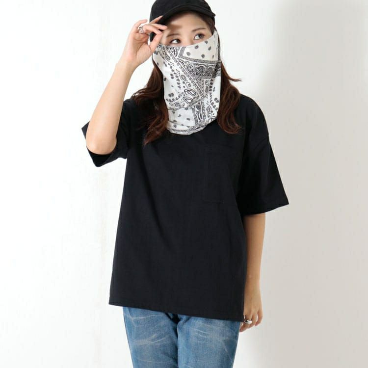 大きいサイズ レディース ペイズリー柄フェイスカバーマスク　goldy-1098 【メール便可】