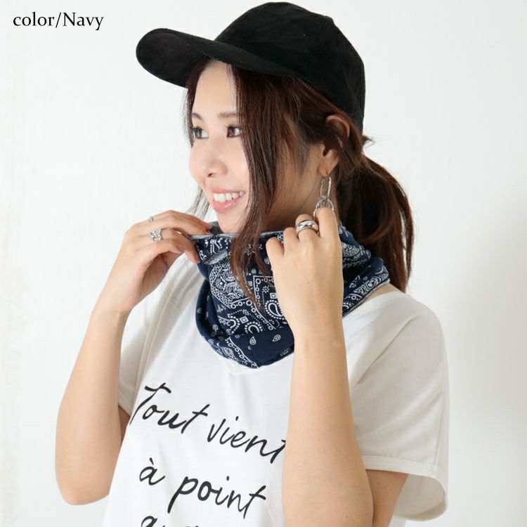 大きいサイズ レディース ペイズリー柄フェイスカバーマスク　goldy-1098 【メール便可】