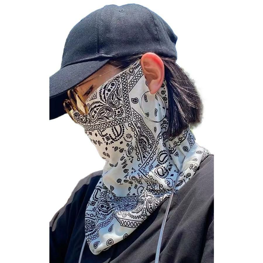 大きいサイズ レディース ペイズリー柄フェイスカバーマスク　goldy-1098 【メール便可】 ホワイト