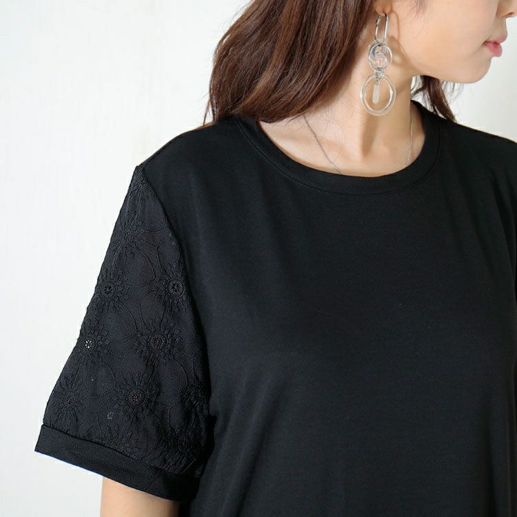 大きいサイズ レディース 異素材ドッキングワンピース　goldy-1085