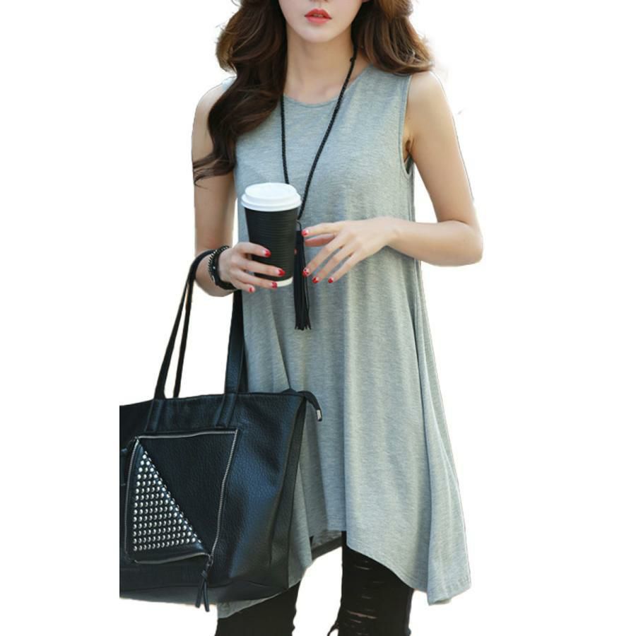 大きいサイズ レディース Aラインタンクトップ　goldy-1087 【メール便可】 グレー