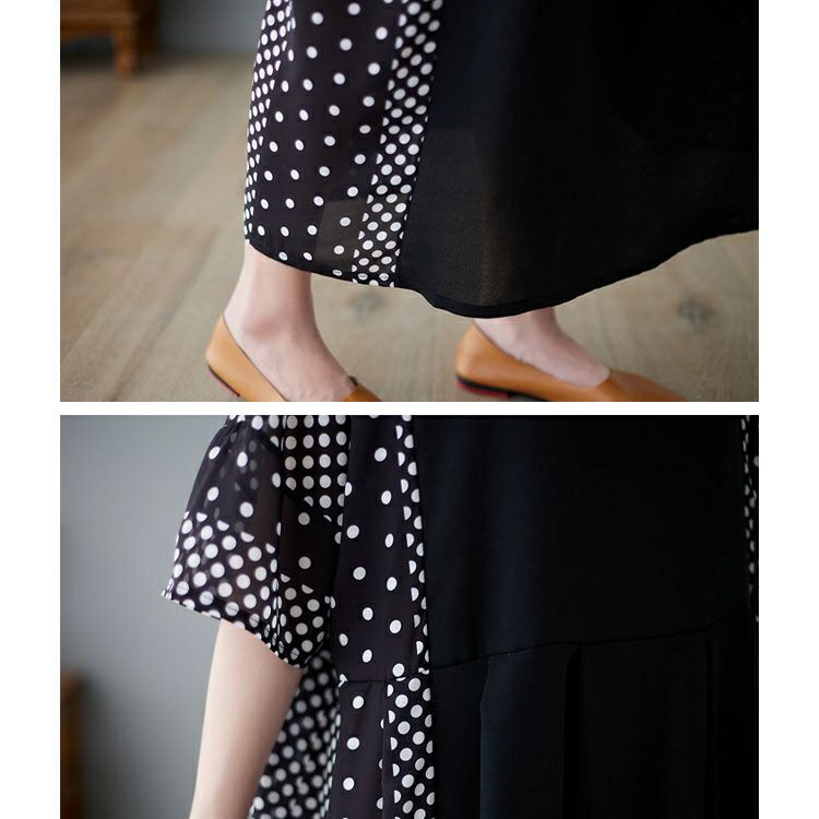 大きいサイズ レディース ドットプリント半袖ワンピース　goldy-1070 【メール便可】