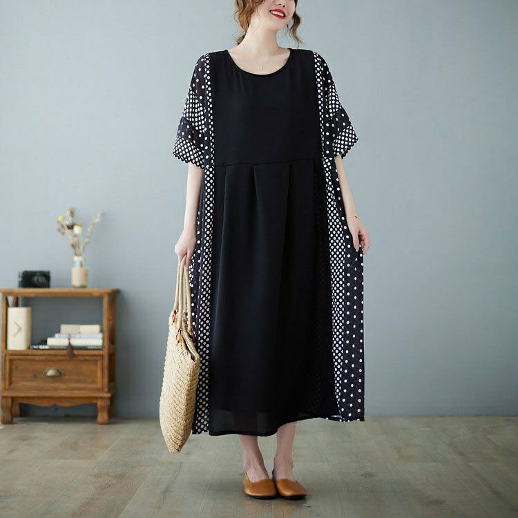 大きいサイズ レディース ドットプリント半袖ワンピース　goldy-1070 【メール便可】