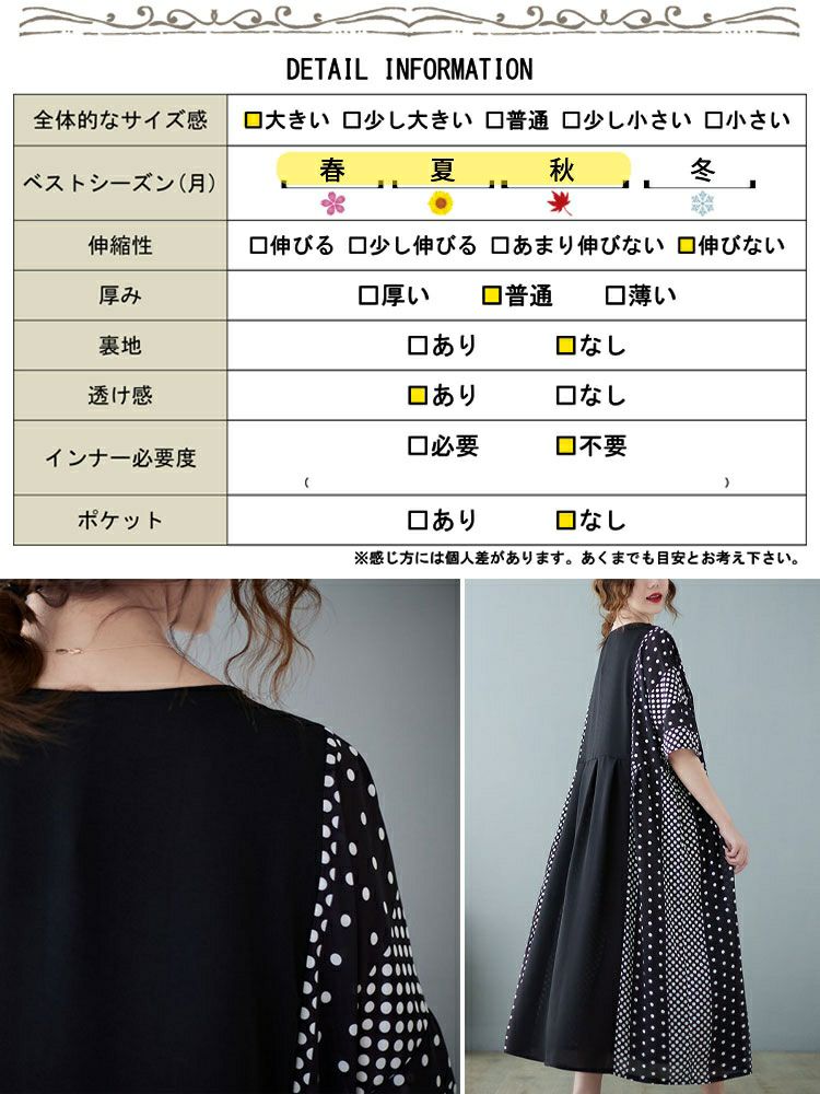 大きいサイズ レディース ドットプリント半袖ワンピース　goldy-1070 【メール便可】