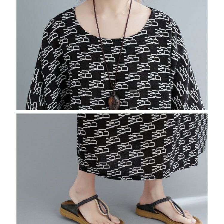 大きいサイズ レディース モノグラムコットンワンピース　goldy-1068 【メール便可】