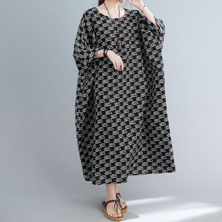 大きいサイズ レディース モノグラムコットンワンピース　goldy-1068 【メール便可】