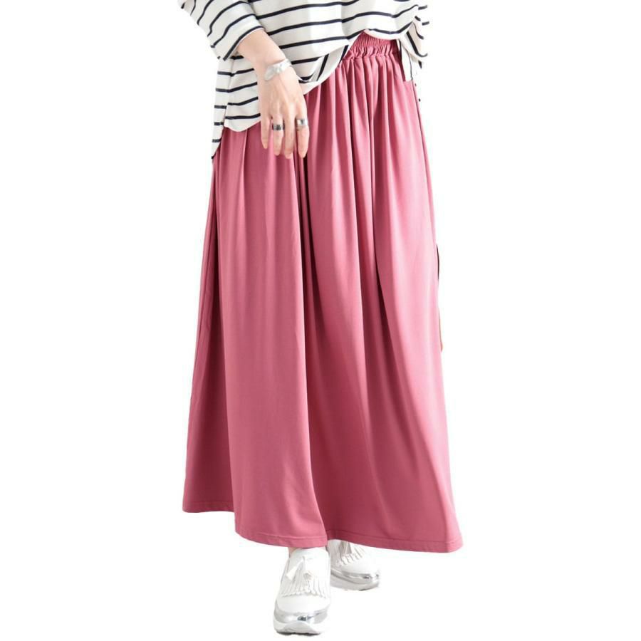 大きいサイズ レディース とろみロングスカート　sw-0477 【メール便可】 ピンク