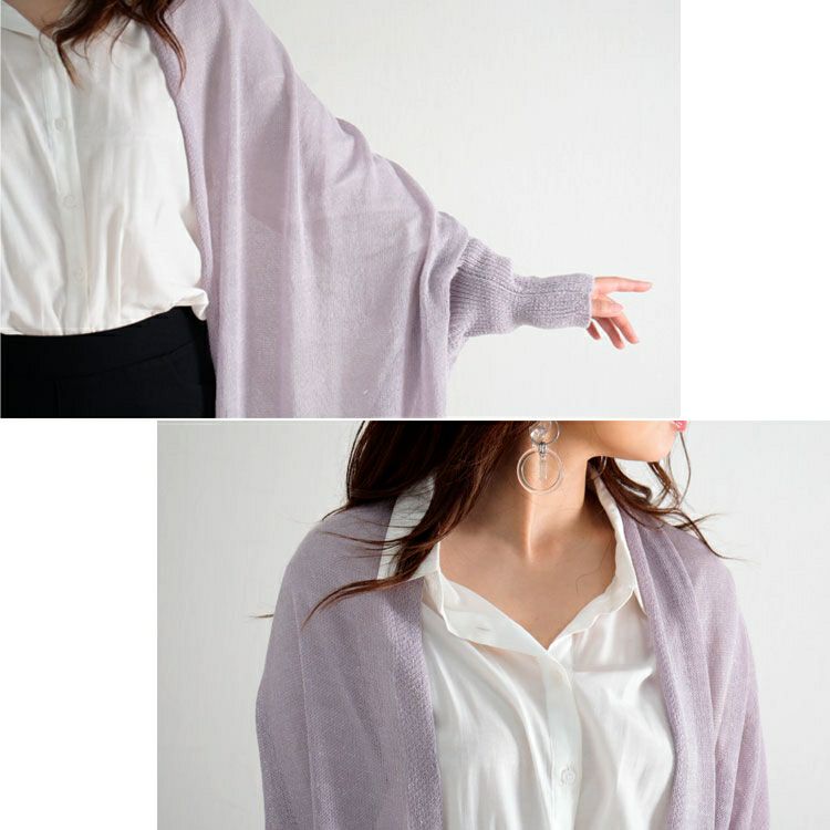 大きいサイズ レディース ストール風ラメニットカーディガン　jp421