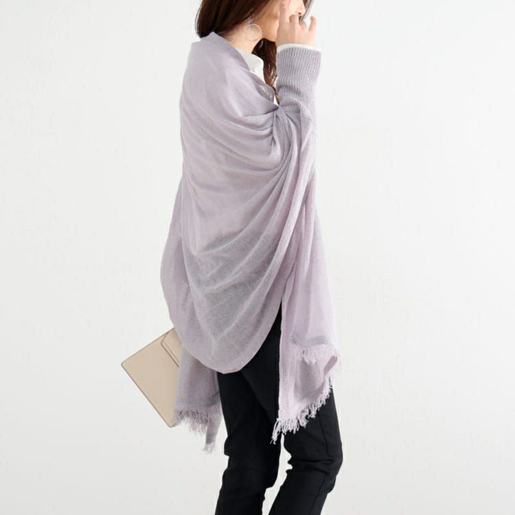 大きいサイズ レディース ストール風ラメニットカーディガン　jp421